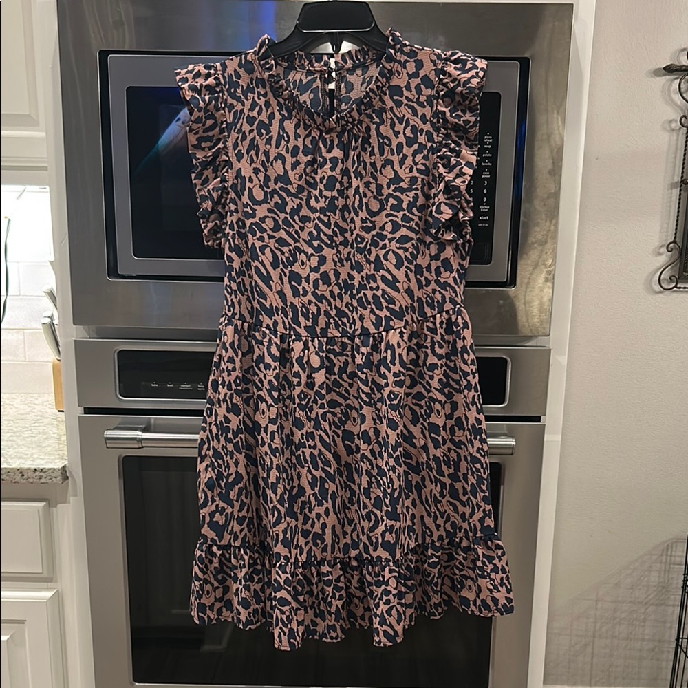 Leopard Print Ruffle Dress